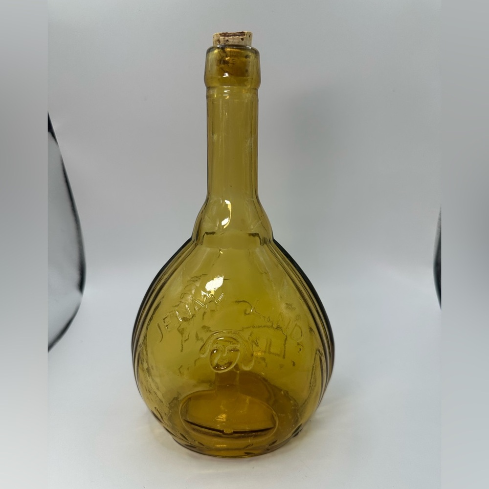 Empire Glass Works Jenny Lind Bottle Amber Brown 9.5” With Cork Vintage